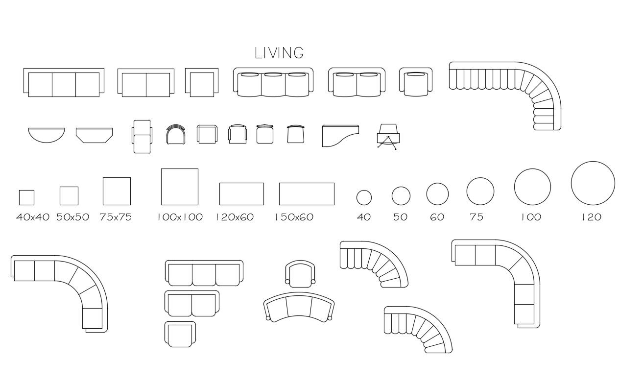 Dynamic leaving room furniture blocks cad drawing details dwg file