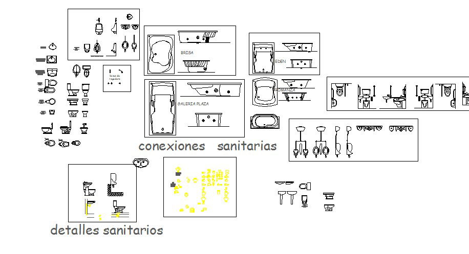 Dynamic multiple sanitary elevation blocks cad drawing details dwg file