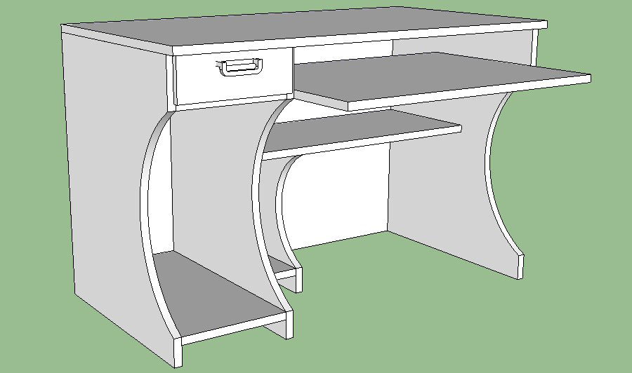 Dynamic pc desk 3d elevation cad block details skp file
