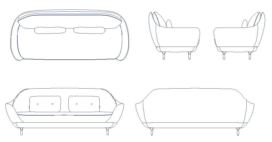 Dynamic Sofa Set Elevation Blocks in DWG CAD Format