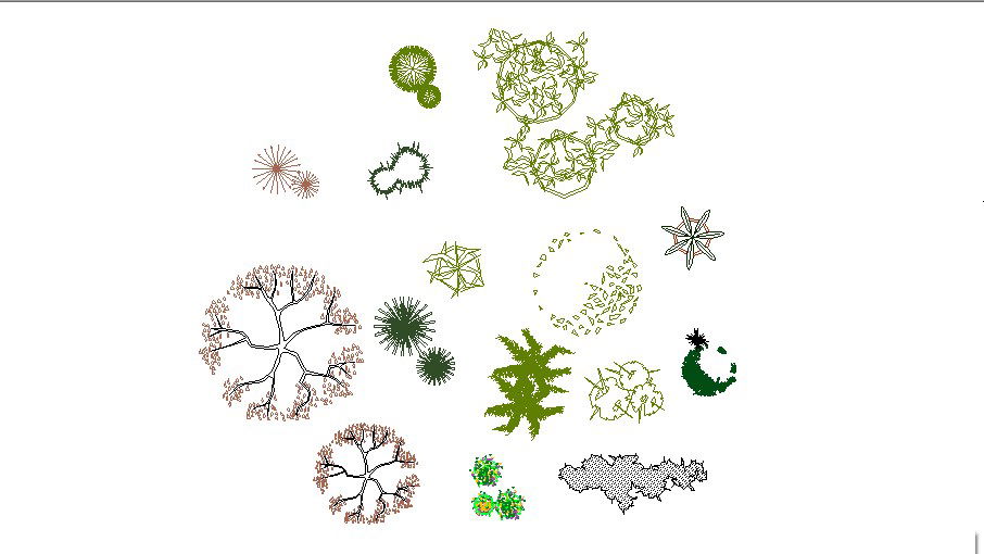 Dynamic tree plant blocks cad drawing details dwg file