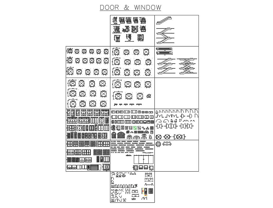 Dynamic wooden doors and windows blocks cad drawing details dwg file
