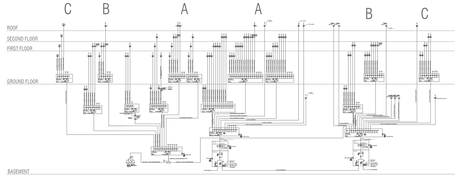 Earthing layout for basement ground first and loft floor plan with details dwg autocad drawing .