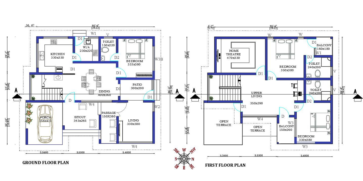 East Facing Architecture House Plan Drawing Download DWG File