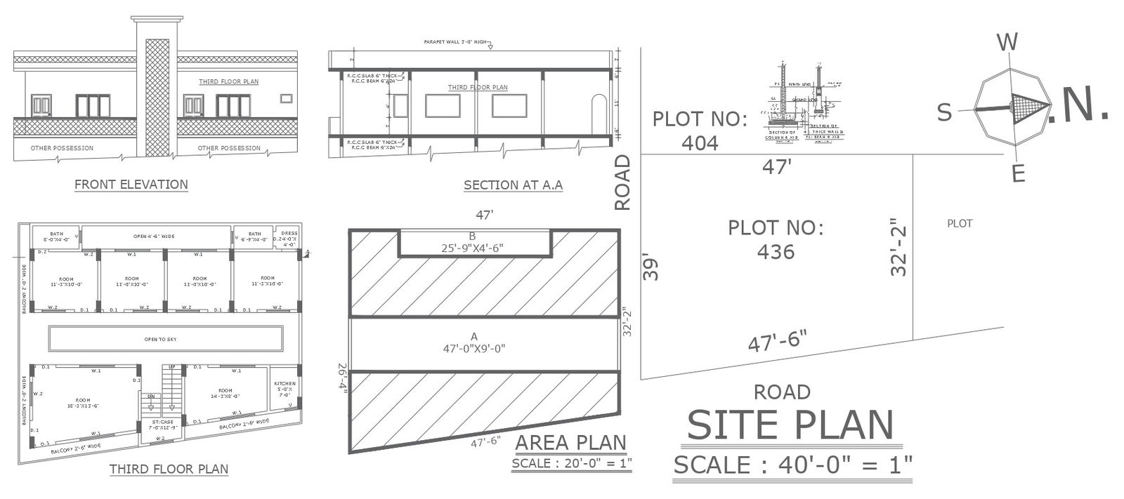 East facing house design on slant road design with detailed dwg autocad drawing .
