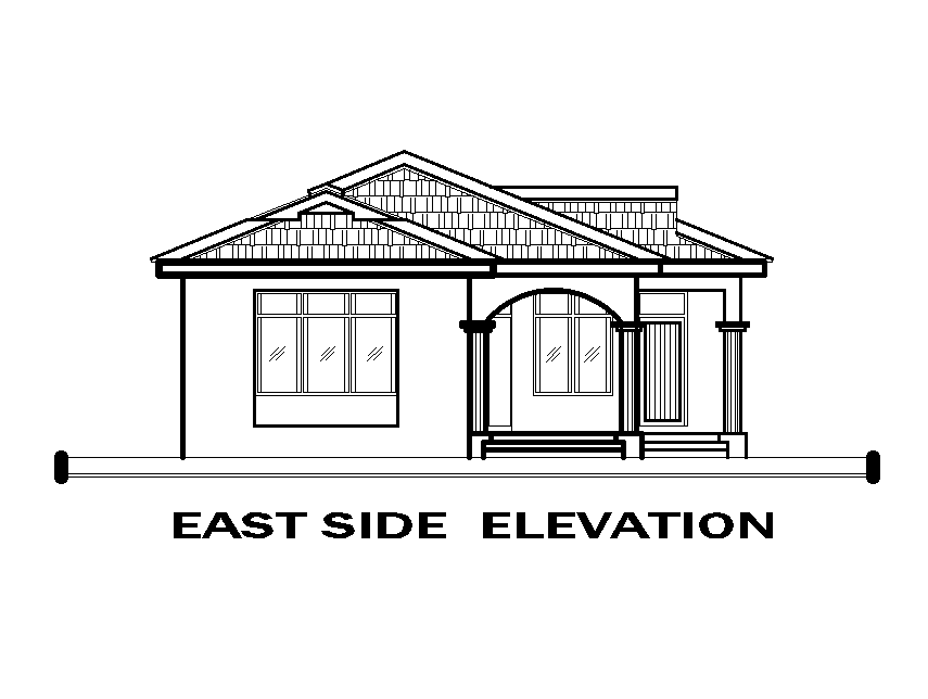 East side elevation of 14x16m house plan is given in this Autocad drawing file.Download now.