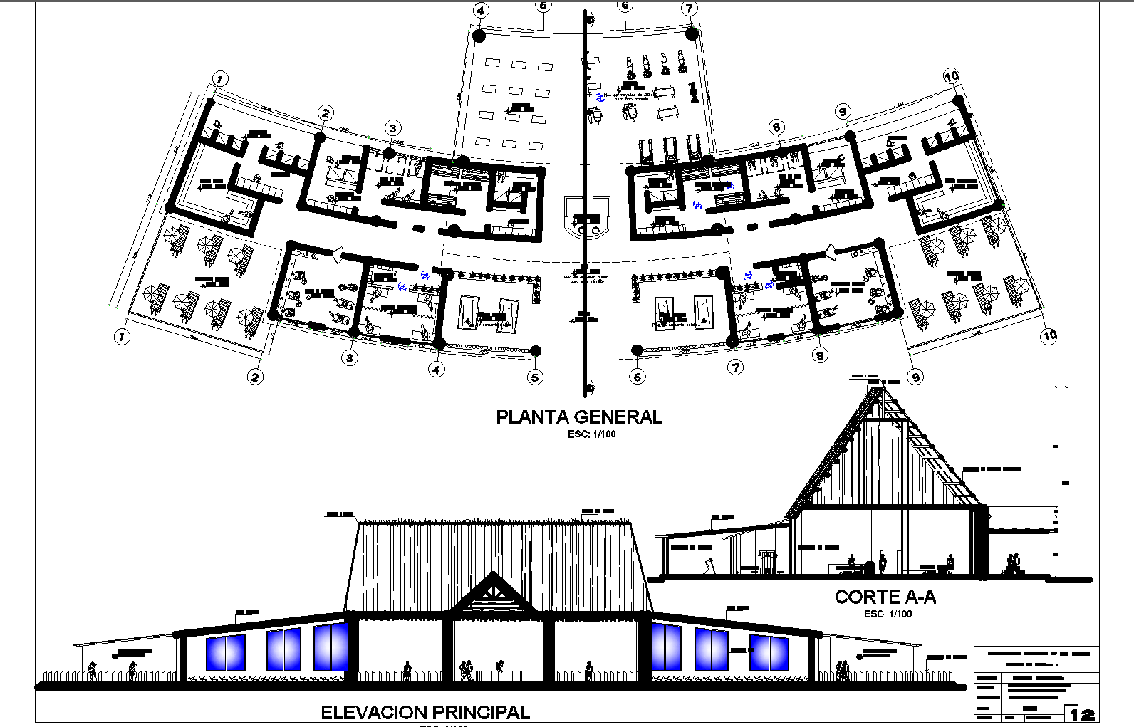 Eco-logical resort plan detail dwg file,