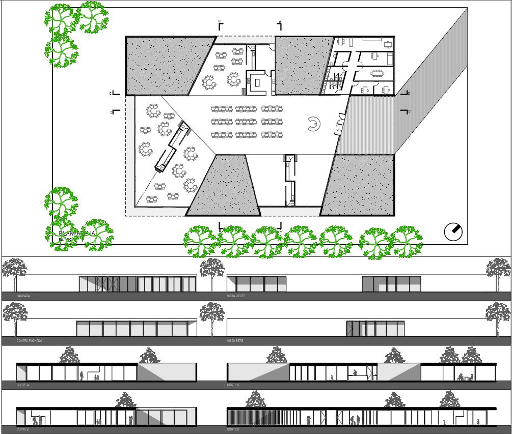 Education building architecture project dwg file