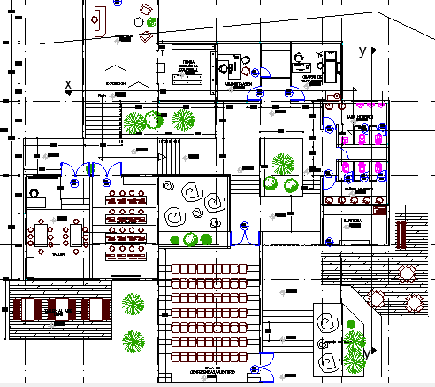 Education center architecture layout plan dwg file