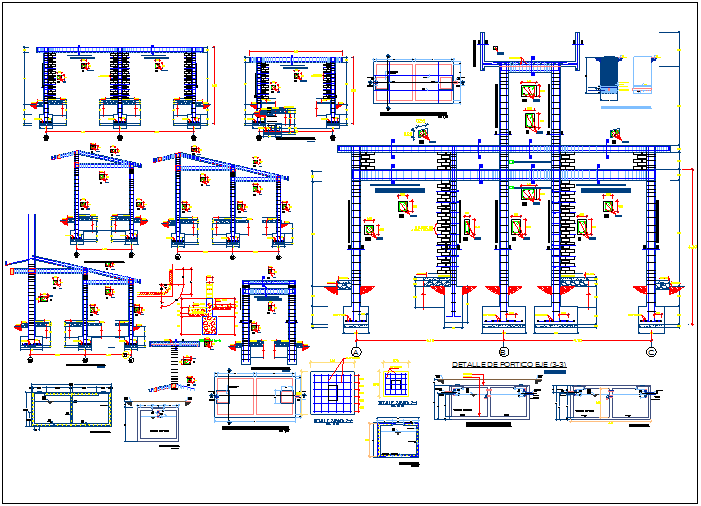 Education center construction view with detail dwg file
