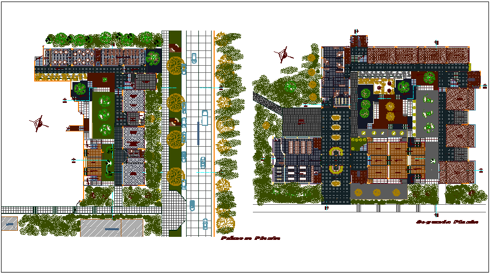 Education center first and second floor plan dwg file
