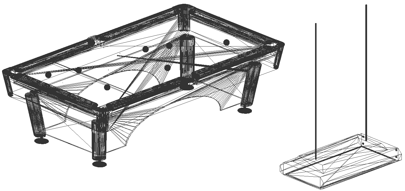 8 Ball Pool Table 3D DXF Drawing for Indoor Game CAD Blocks