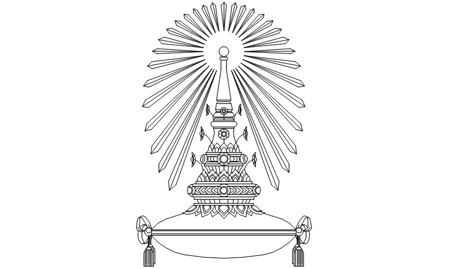 Elaborated design of temple architecture presented in this cad drawing file.