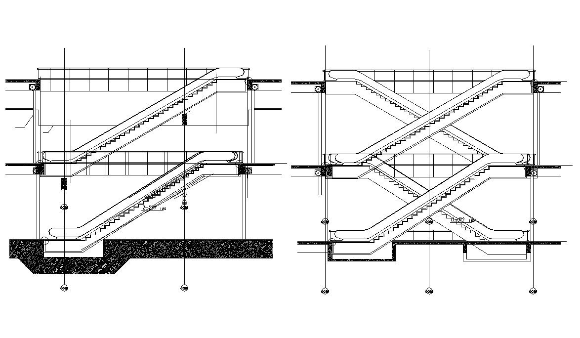Electric Escalator Section Design AutoCAD Drawing