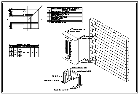 Electric board fix on wall design drawing