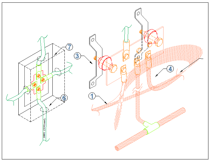 Electric board isometric view detail dwg file