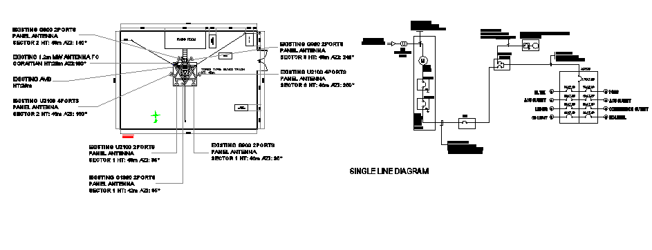 Electric installation details of Lemery regional tower dwg file