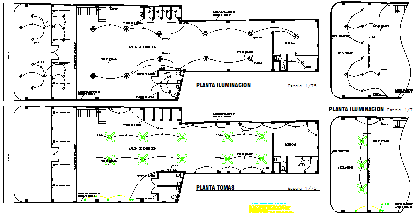 Electric installation details of all floors with plan of retail market dwg file