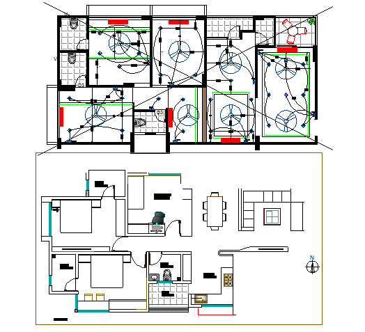Electric installation details of house with layout plan details dwg file