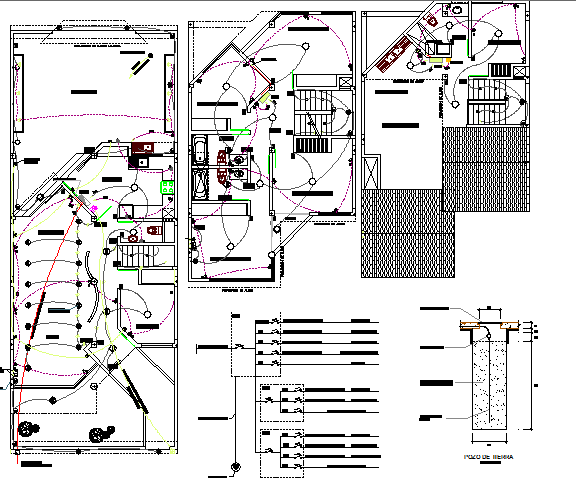 Electric installation details of single family house with plan dwg file