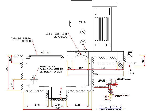 Electric installation details of transformer pedestal dwg file
