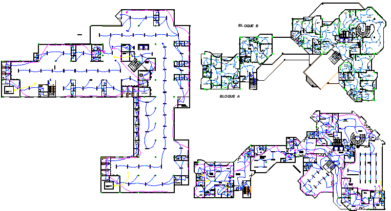 Electric installation of building dwg file
