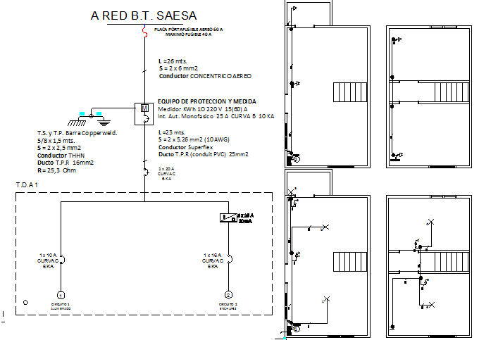 Electric installation of one family house dwg file