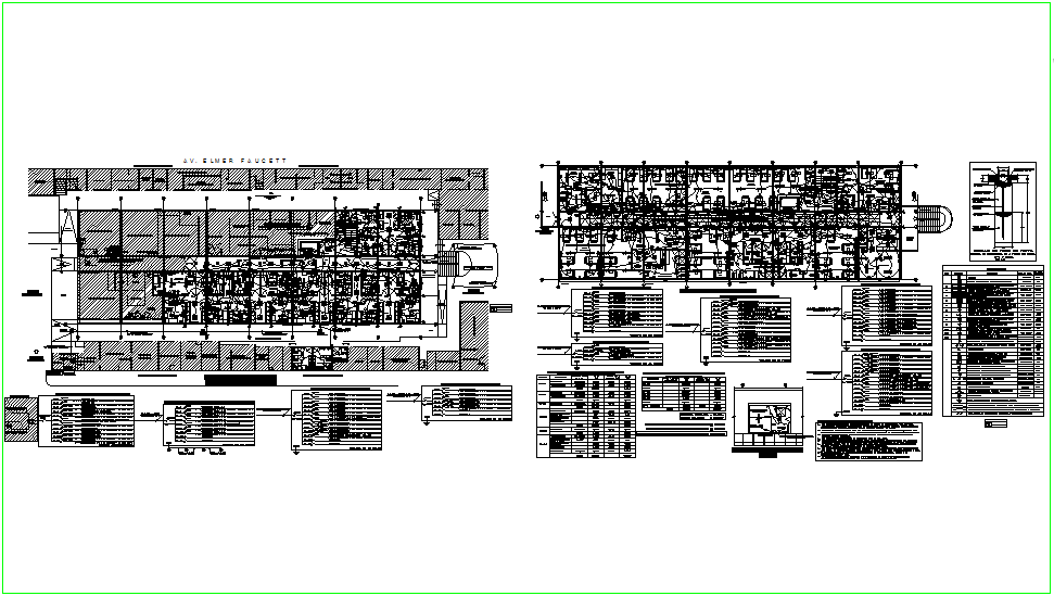 Electric line view with floor plan of hospital dwg file