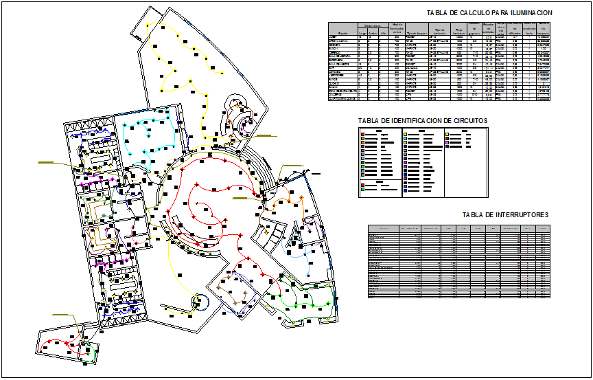 Electric plan design view for education center with electric legend dwg file