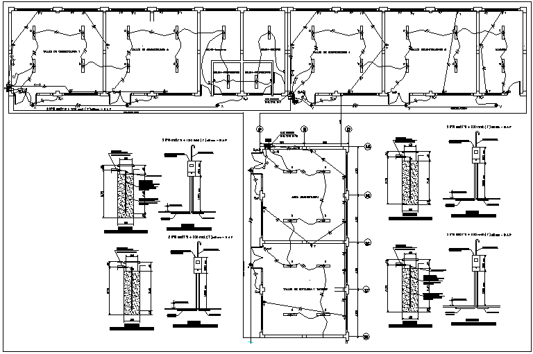 Electric Layout Plan with Wiring Details in DWG File