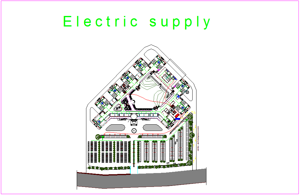 Electric supply line for court design dwg file