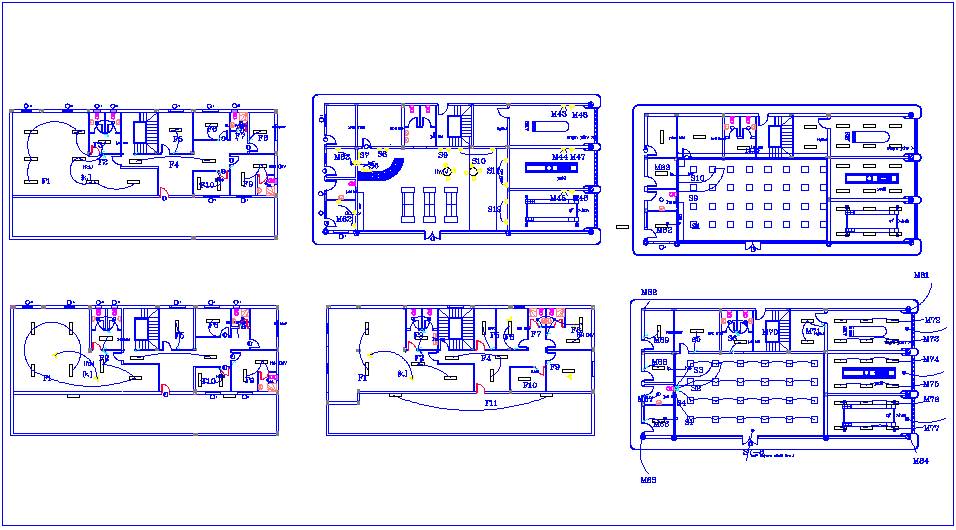 Electric view of building with light and power view dwg file