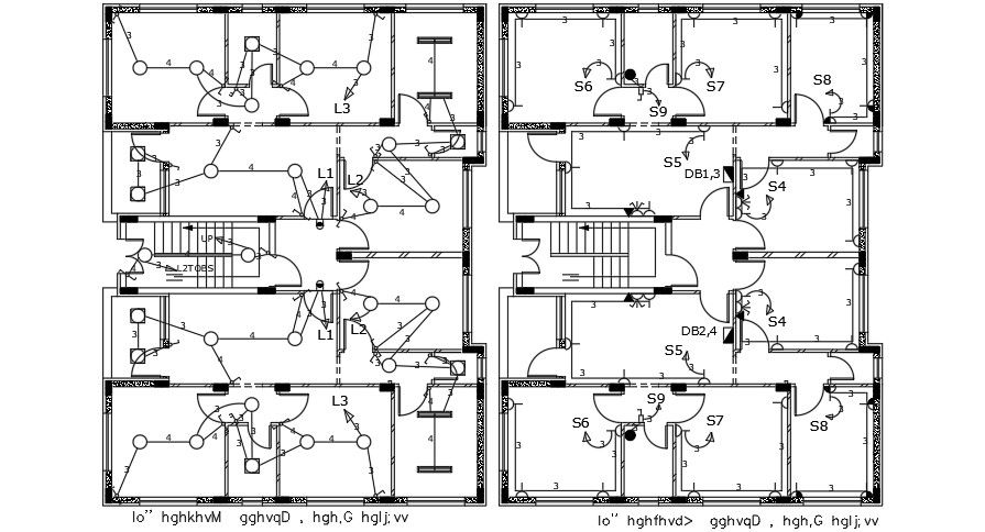 Electric Plan Of 4 BHK House AutoCAD File