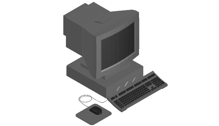 3D Electrical CAD Blocks of Computer Unit for CAD Projects