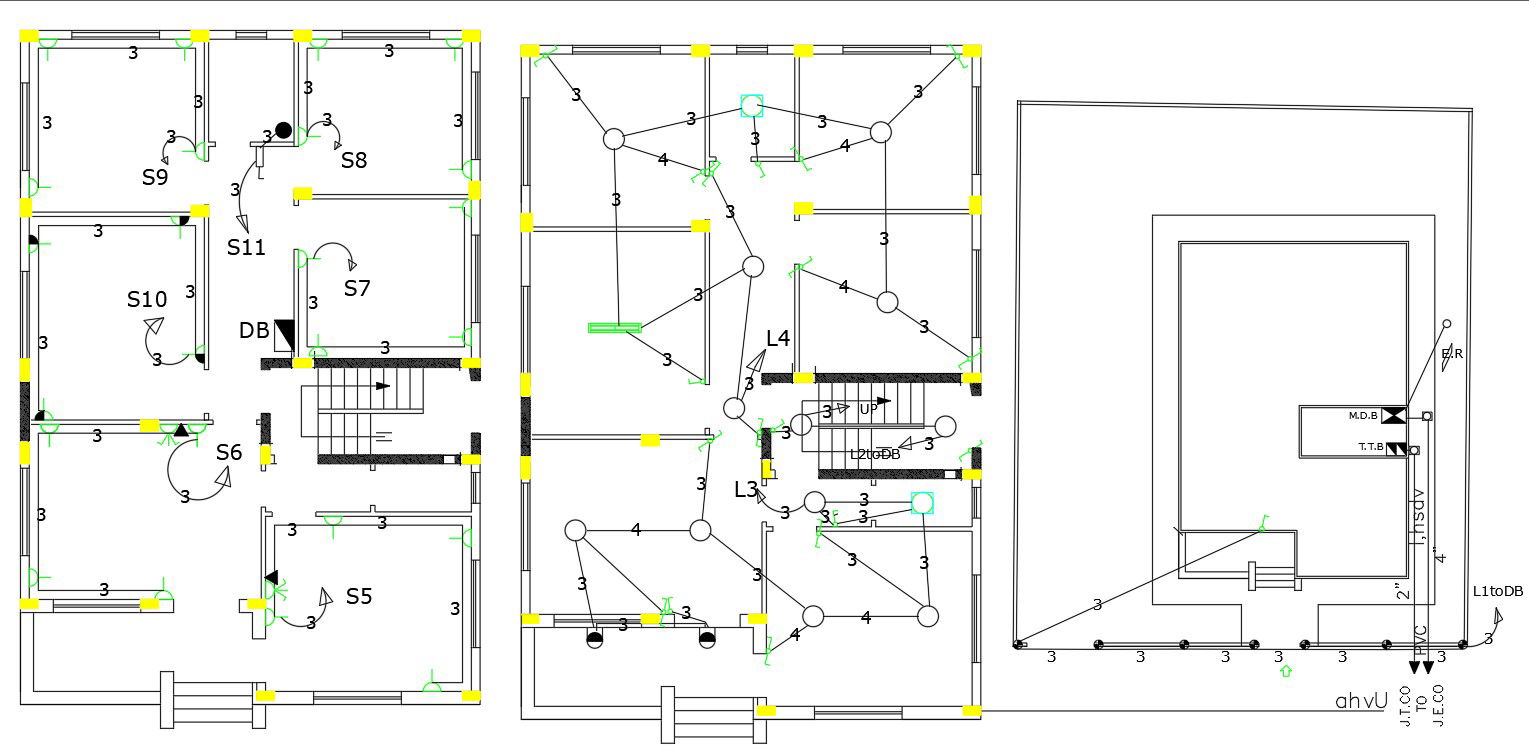 Electrical Floor Plans Of Residential Building Design DWG File
