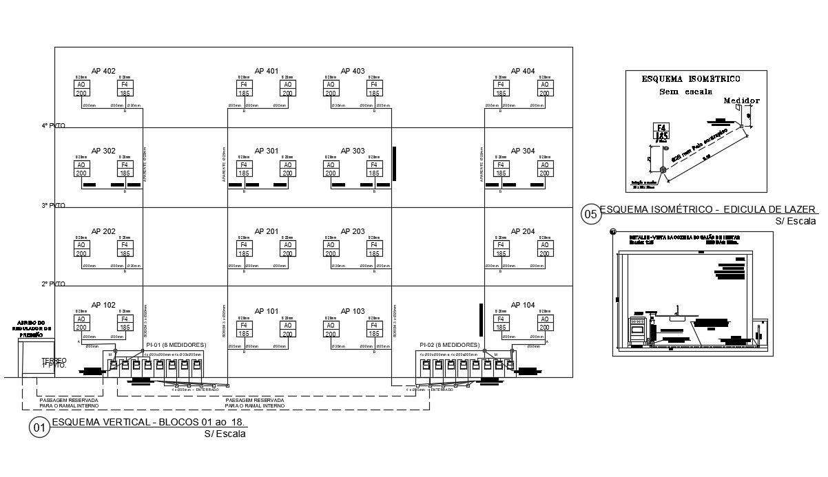 Electrical installation 2D design in AutoCAD DWG file