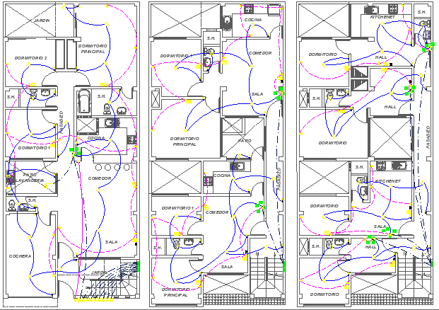 Electrical Installation of Multi-Flooring Residential Building dwg file