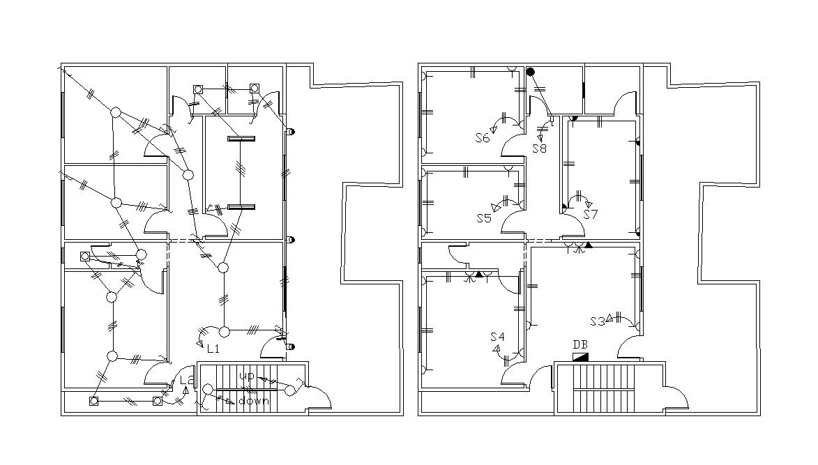 Electrical Layout Plan Of 2 BHK House Project DWG