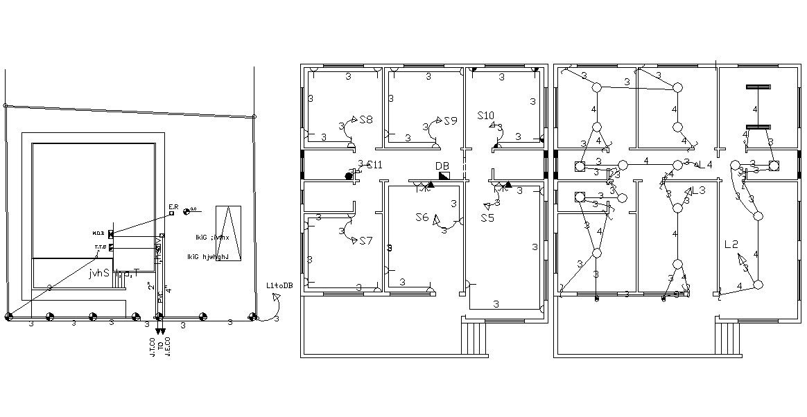 Electrical Layout Plan Of House Project CAD Drawing