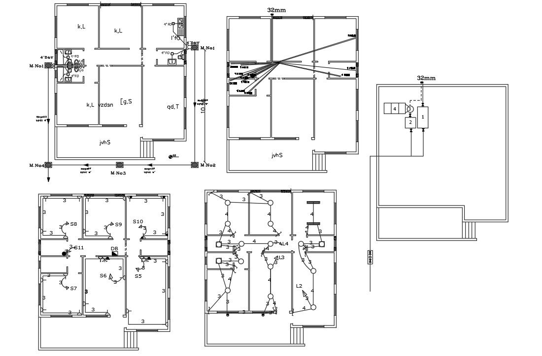 Electrical Layout and plumibng Plan AutoCAD Drawing