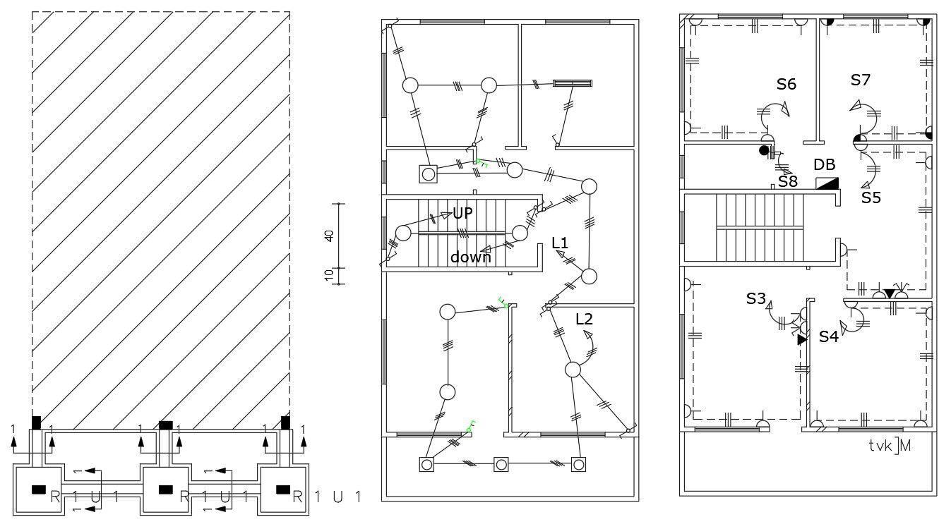 Electrical Plan Of House Building Design And Column Marking DWG