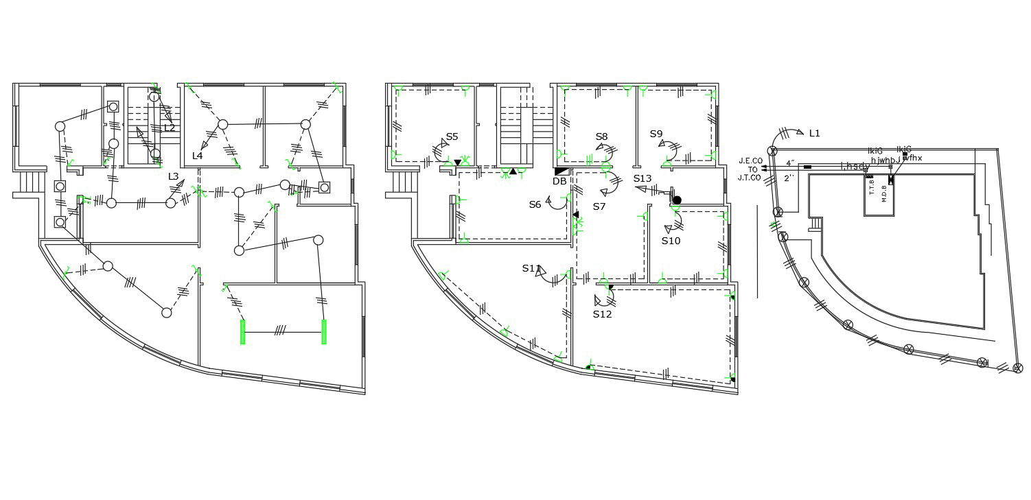 Electrical Plan Of Huge Bungalow Architectural Drawing DWG