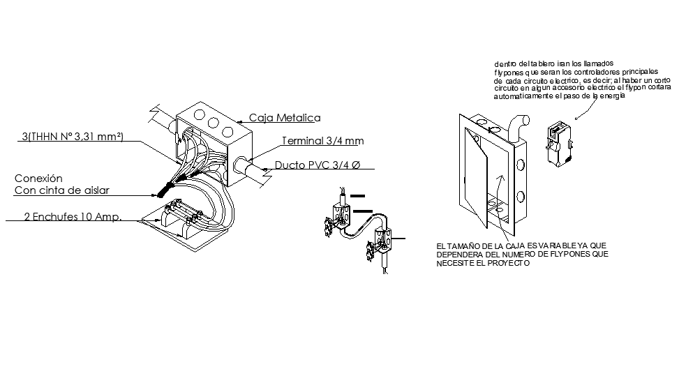 Electrical box elevation detail autocad file