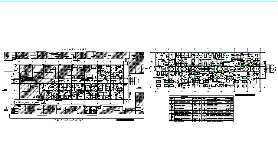 Electrical communication line design view for hospital dwg file