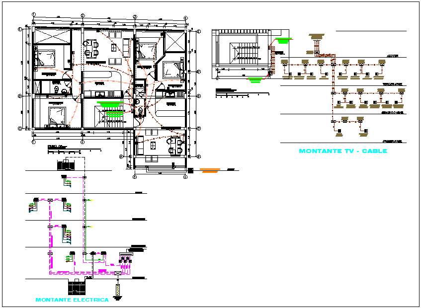 Electrical diagram and plan layout detail view dwg file
