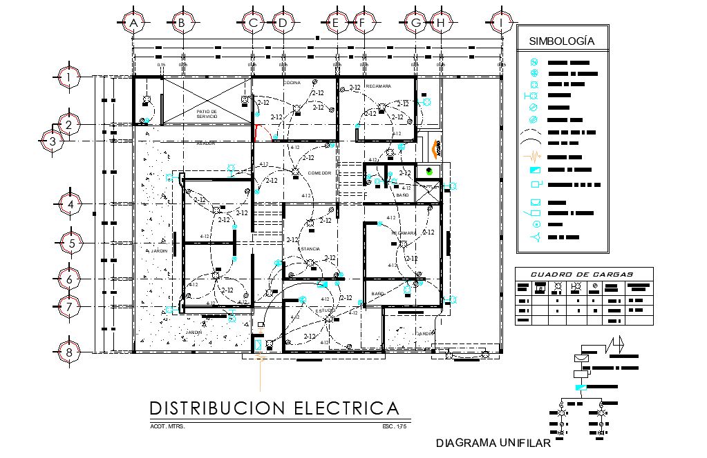 Electrical house plan detail autocad file
