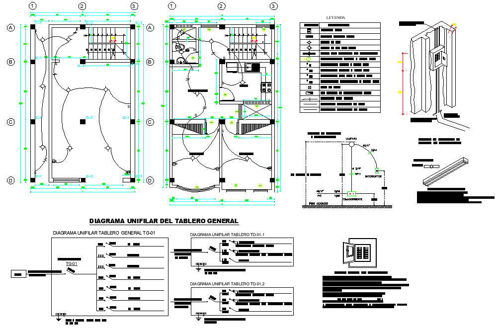 Electrical house plan detail dwg file