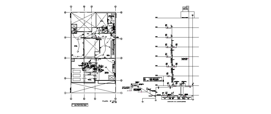 Electrical installation and diagram details for apartment flats dwg file