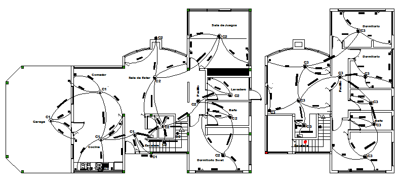 Electrical installation details of one family house dwg file