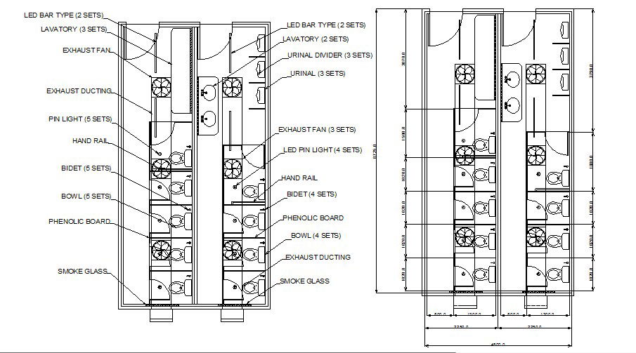 Electrical installation details of toilet with plan dwg file